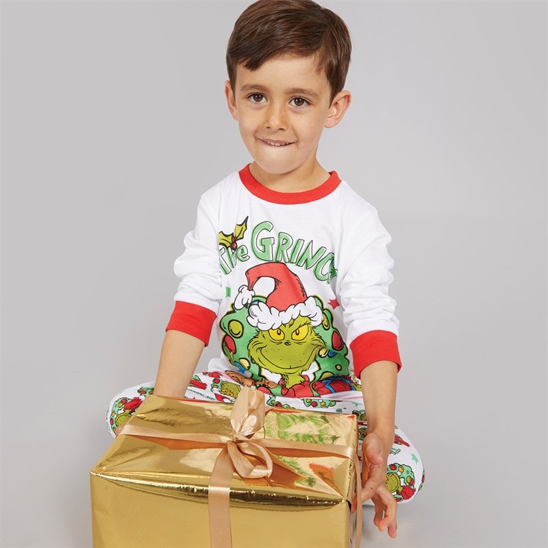 Grinch Boys Christmas Pyjama Set White - Image 3