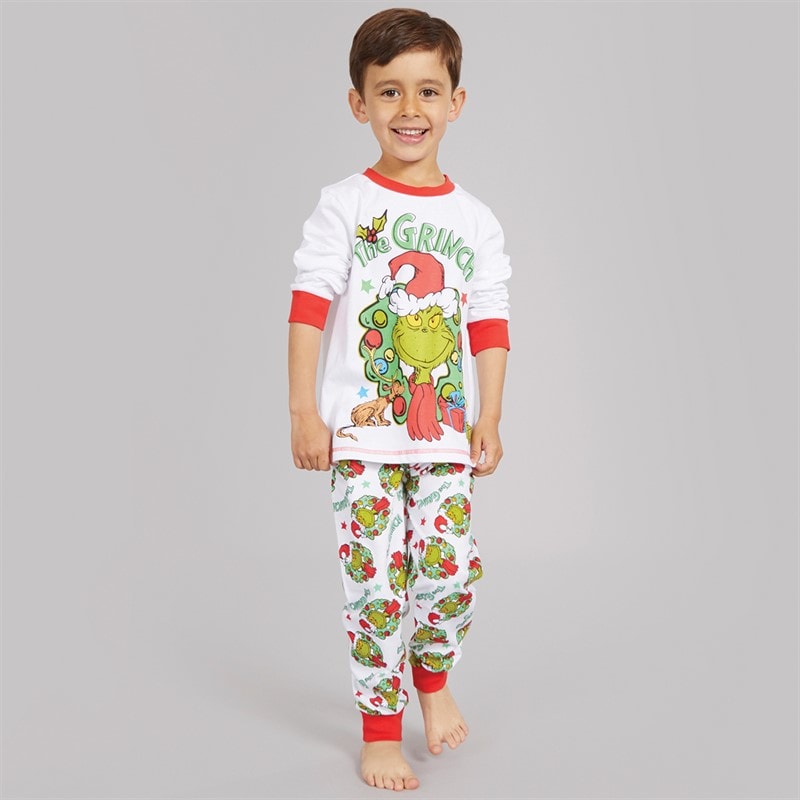 Grinch Boys Christmas Pyjama Set White - Image 4