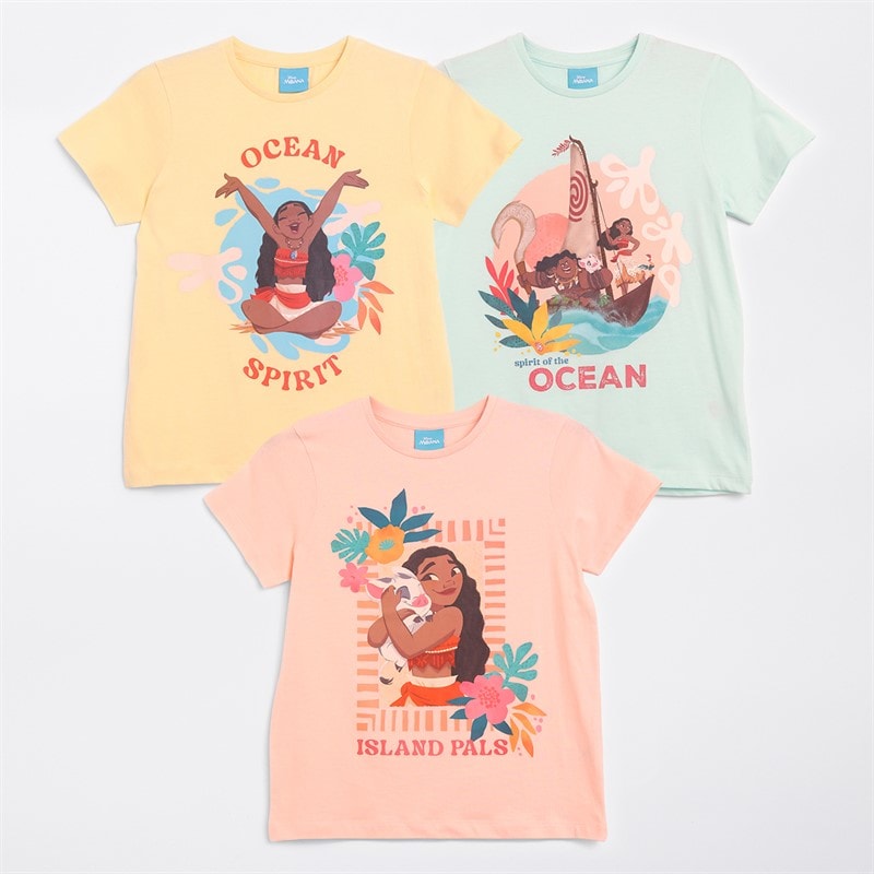 Moana Girls Five Pack T-Shirts Multi - Image 3