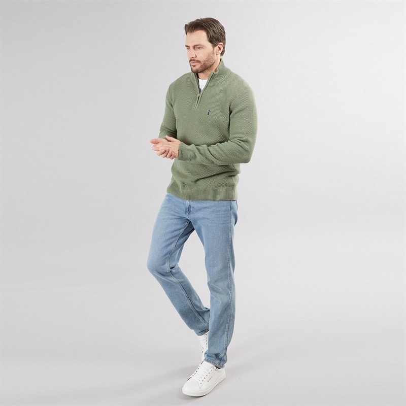 Saltwell Mens Ashgrove 1/4 Zip Jumper Sage Green - Image 3