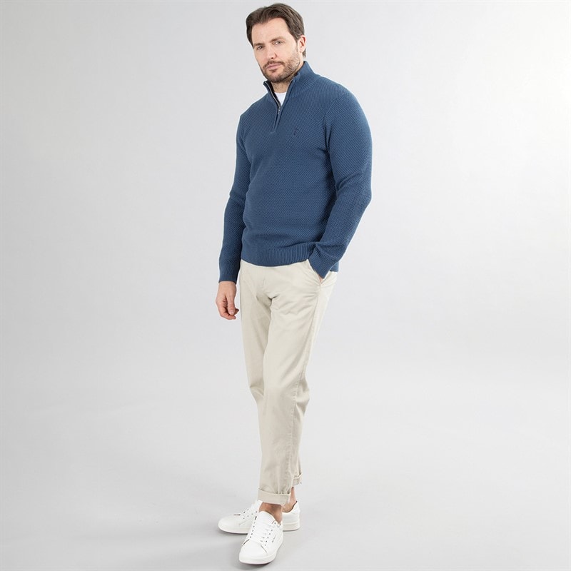 Saltwell Mens Ashgrove 1/4 Zip Jumper Denim Blue - Image 4