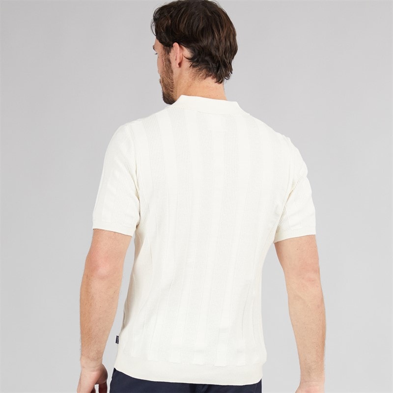 Saltwell Mens Fraser Rib Polo Shirt Ecru Ecur - Image 2