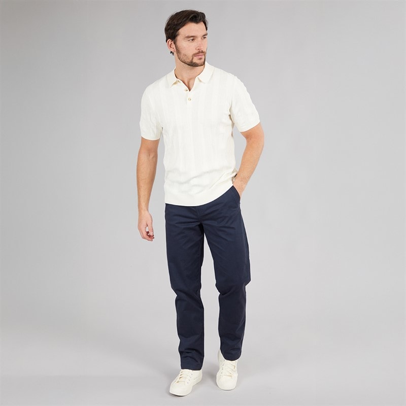Saltwell Mens Fraser Rib Polo Shirt Ecru Ecur - Image 4