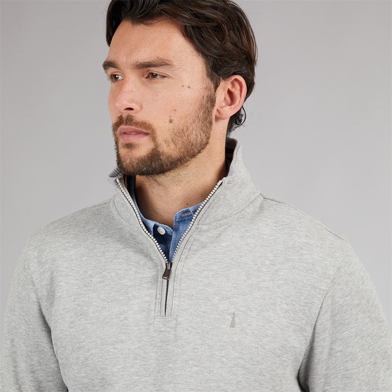 Saltwell Mens Bathurst 1/4 Zip Sweatshirt Grey Marl - Image 3