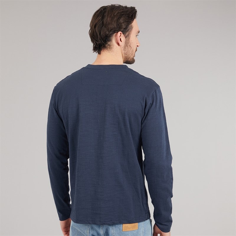 Saltwell Mens Gary Grandad Long Sleeve T-Shirt Navy - Image 2