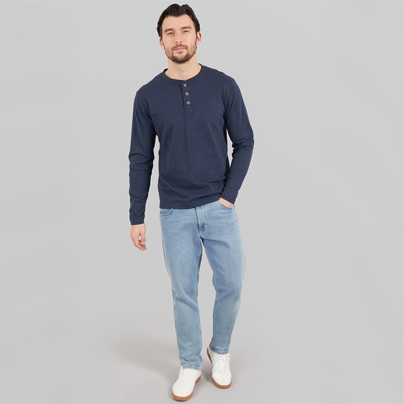 Saltwell Mens Gary Grandad Long Sleeve T-Shirt Navy - Image 4