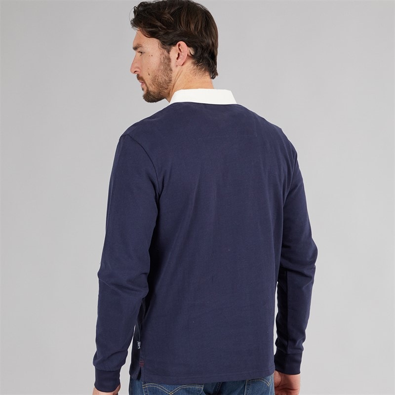 Saltwell Mens Drift Long Sleeve Polo Shirt Indigo Blue - Image 2