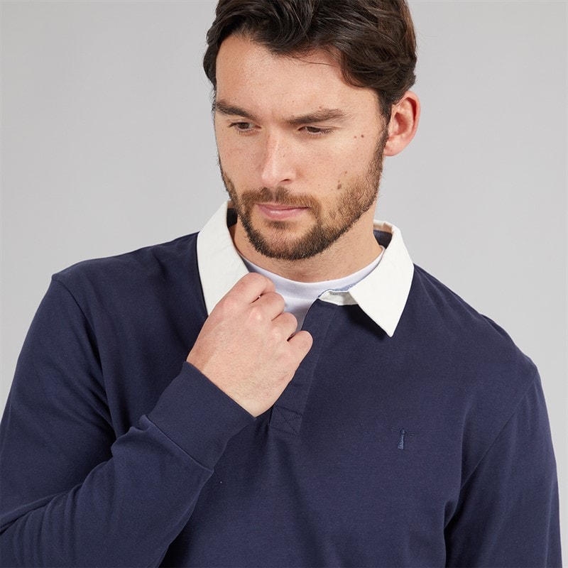 Saltwell Mens Drift Long Sleeve Polo Shirt Indigo Blue - Image 3