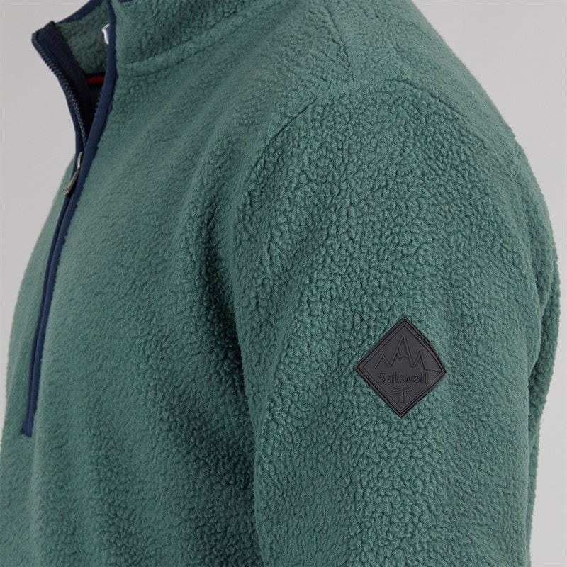 Saltwell Mens Peak Half Zip Fleece Sweatshirt Green - Image 3