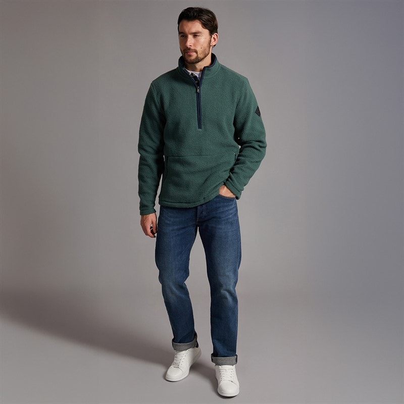Saltwell Mens Peak Half Zip Fleece Sweatshirt Green - Image 4