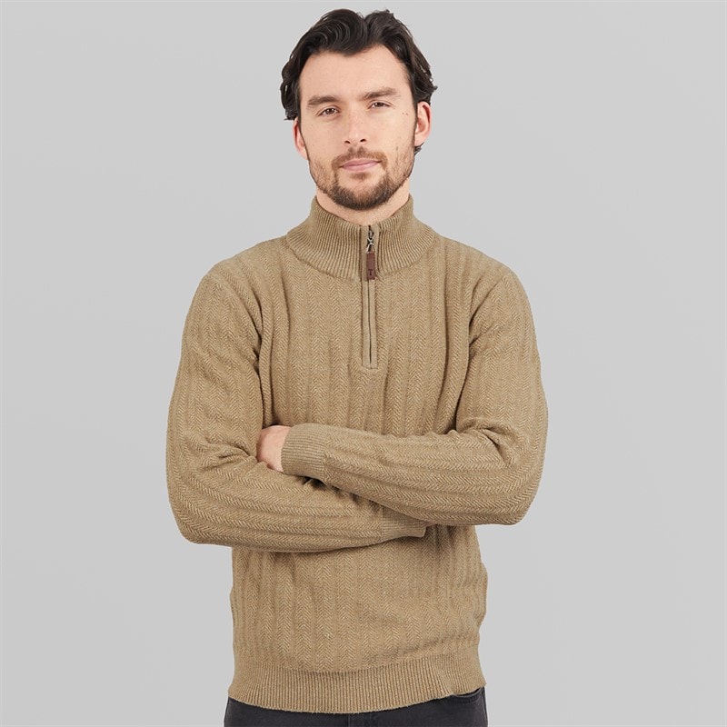 Saltwell Mens Charnley 1/4 Zip Jumper Oatmeal Marl - Image 3