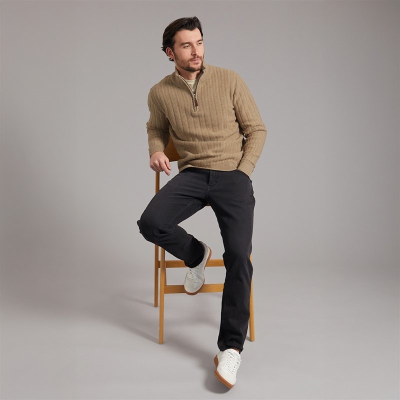 Saltwell Mens Charnley 1/4 Zip Jumper Oatmeal Marl - Image 4