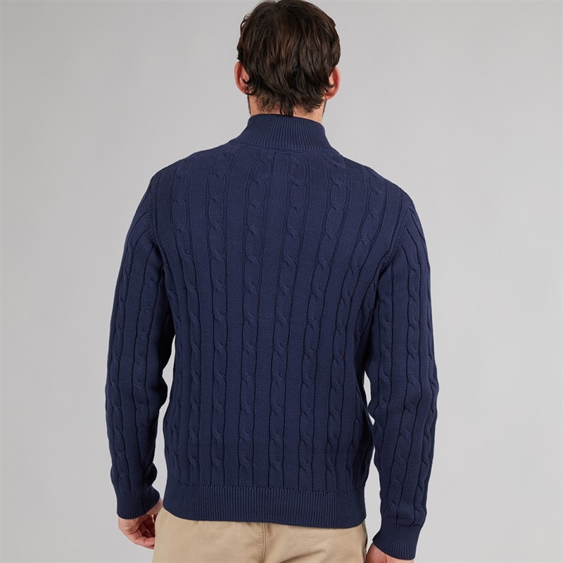 Saltwell Mens Sumava Cable 1/4 Zip Jumper Dark Navy - Image 2