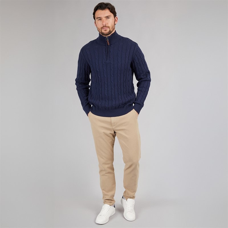 Saltwell Mens Sumava Cable 1/4 Zip Jumper Dark Navy - Image 3