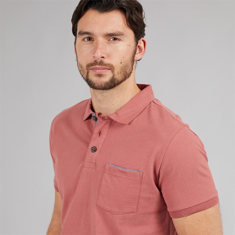 Saltwell Mens Coastal Polo Shirt Dusky Pink - Image 3