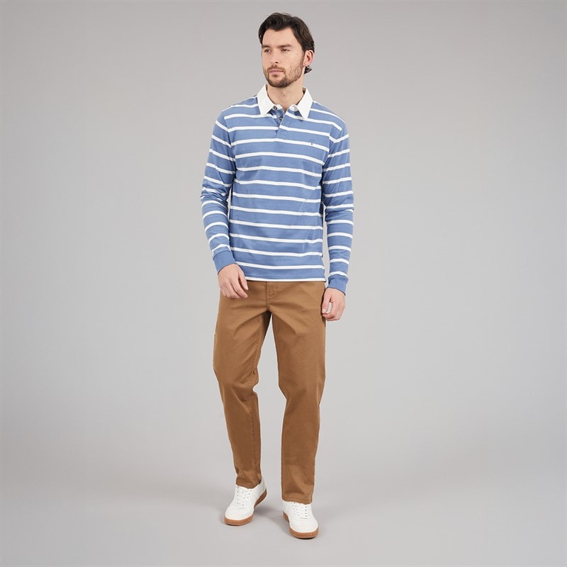 Saltwell Mens Arrow Stripe Rugby Polo Shirt River - Image 3