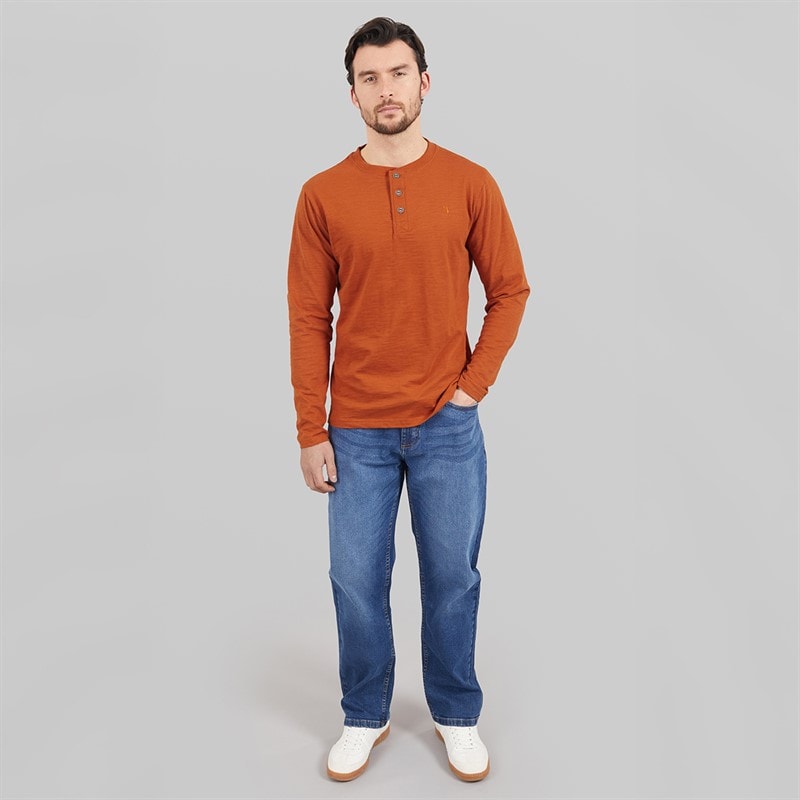 Saltwell Mens Gary Grandad Long Sleeve T-Shirt Amber - Image 4