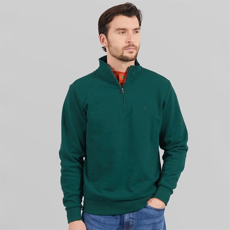 Saltwell Mens Bathurst 1/4 Zip Sweatshirt Bottle Green