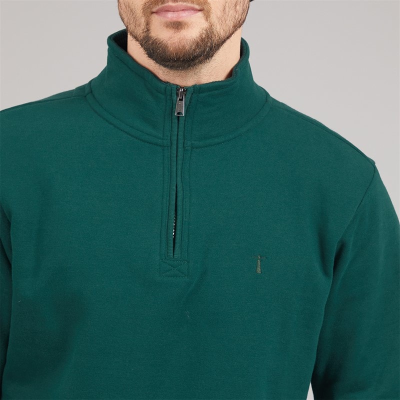 Saltwell Mens Bathurst 1/4 Zip Sweatshirt Bottle Green - Image 3
