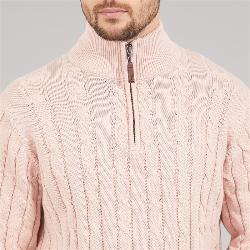 Saltwell Mens Sumava Cable 1/4 Zip Jumper Blush - Image 3