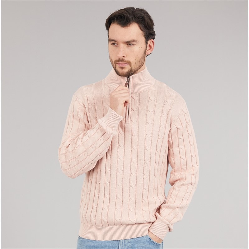 Saltwell Mens Sumava Cable 1/4 Zip Jumper Blush - Image 5