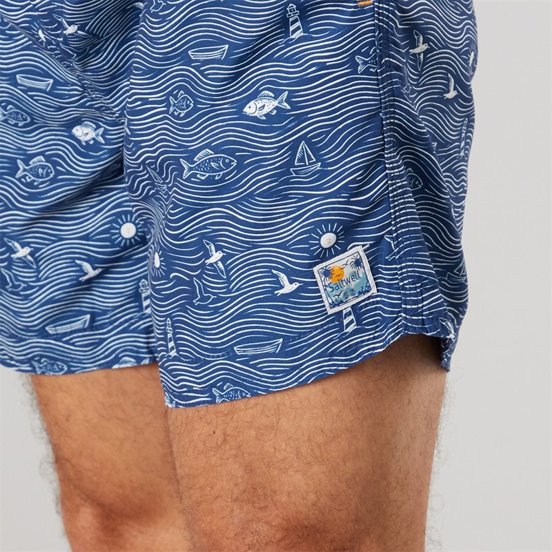 Saltwell Mens Bahama Swim Shorts Indigo Blue - Image 3