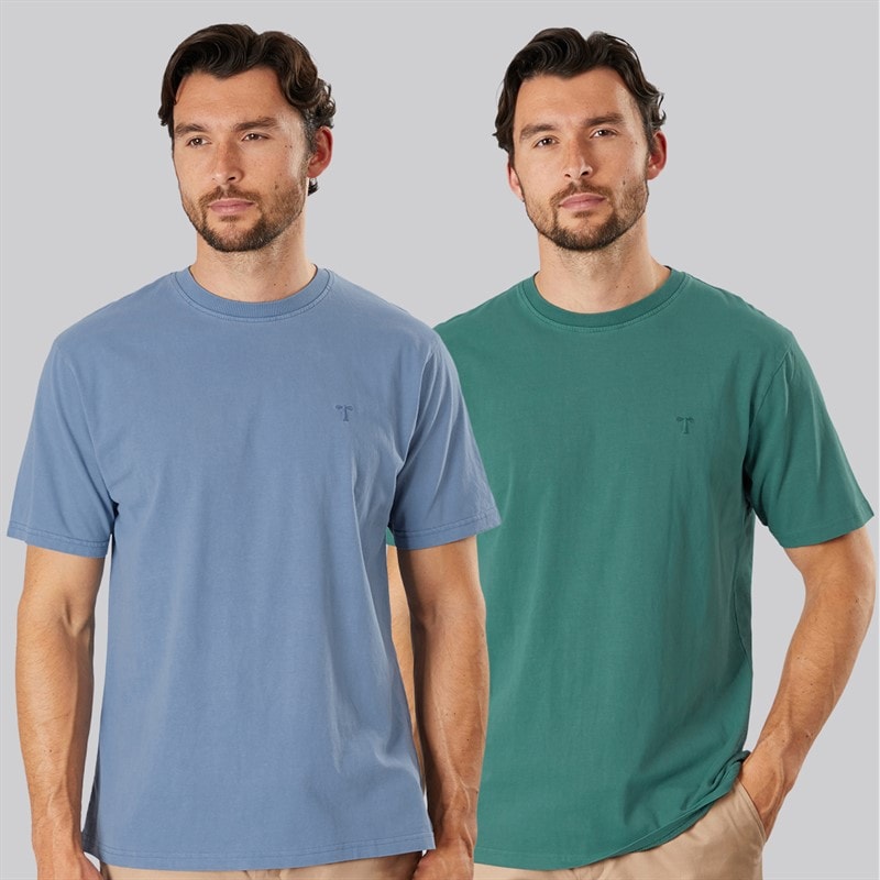 Saltwell Mens Desman Two Pack T-Shirts Pine Grenn/River