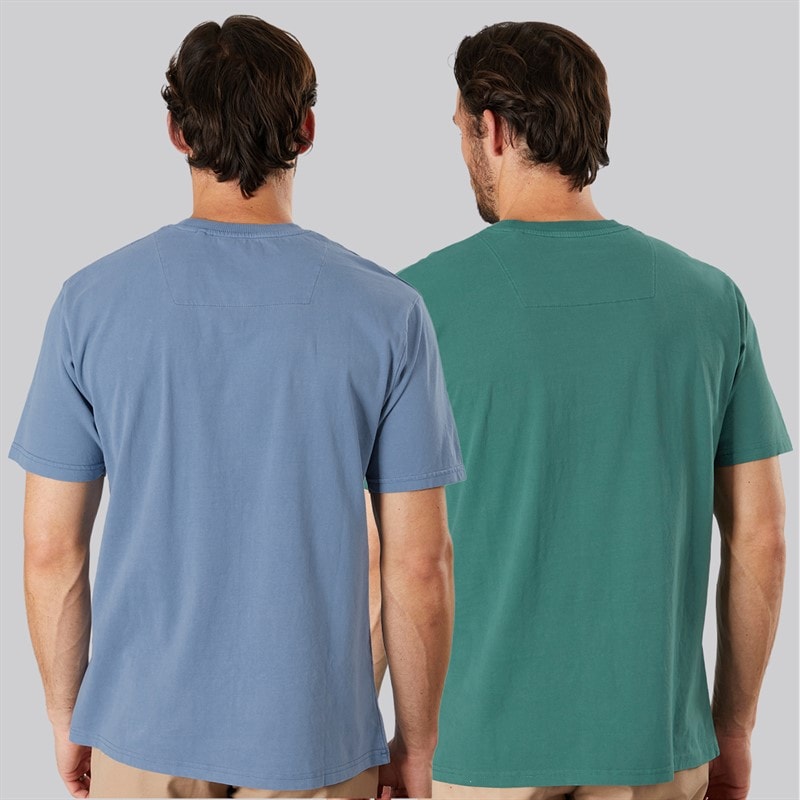 Saltwell Mens Desman Two Pack T-Shirts Pine Grenn/River - Image 2