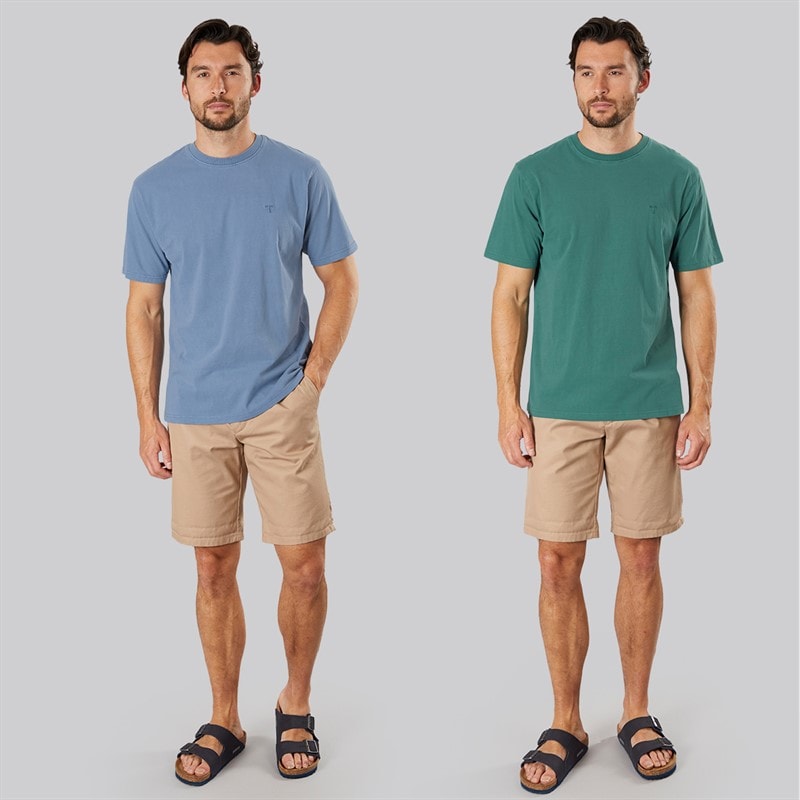 Saltwell Mens Desman Two Pack T-Shirts Pine Grenn/River - Image 4