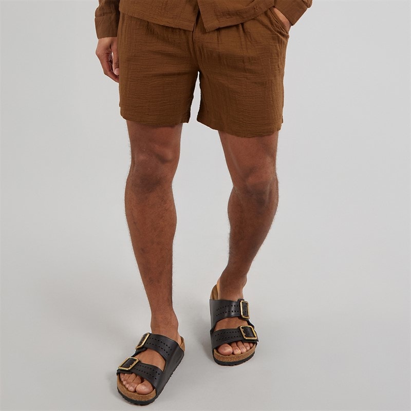 Another Influence Mens Gauze Relaxed Fit Shorts Terracotta
