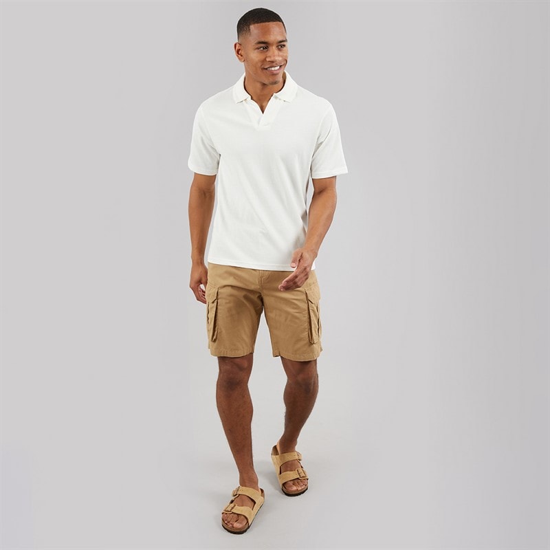 Another Influence Mens Ribbed Collar Polo Shirt Coconut Milk - Image 3