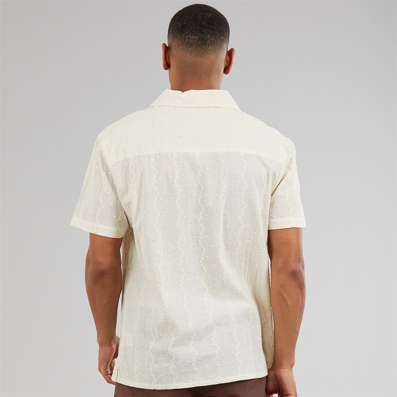 Another Influence Mens Embroidered Stripe Revere Collar Shirt Sand - Image 2