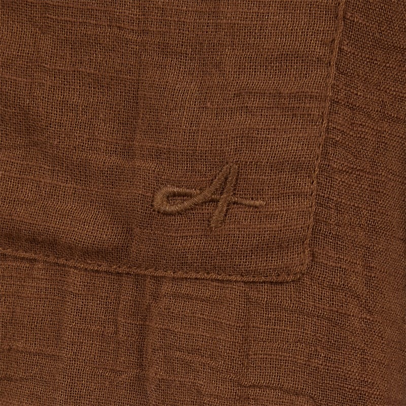 Another Influence Mens Gauze Long Sleeve Relaxed Shirt Terracotta - Image 5