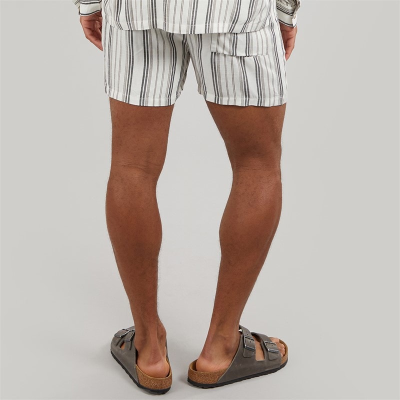 Another Influence Mens Tie-Waist Striped Shorts Charcoal/White - Image 2