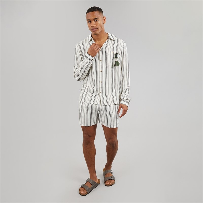 Another Influence Mens Tie-Waist Striped Shorts Charcoal/White - Image 3