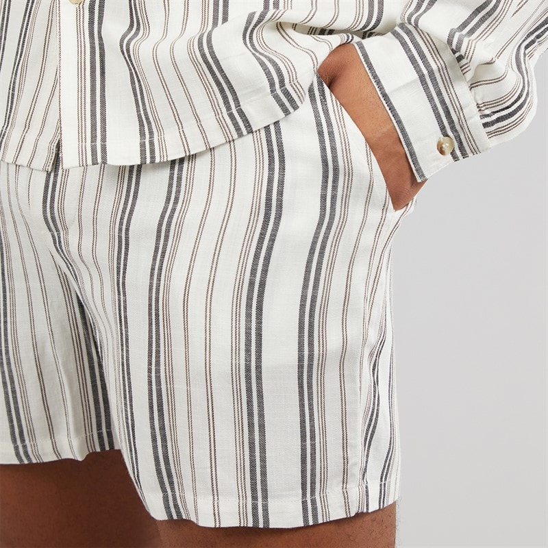 Another Influence Mens Tie-Waist Striped Shorts Charcoal/White - Image 4