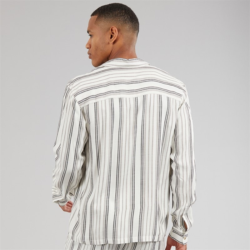 Another Influence Mens Long Sleeve Striped Shirt Charcoal/White - Image 2