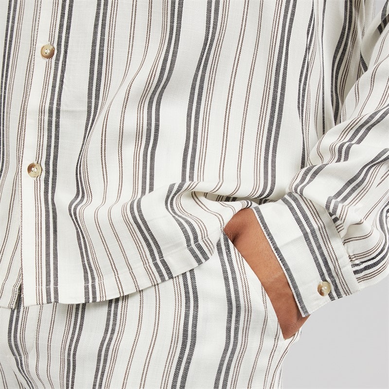 Another Influence Mens Long Sleeve Striped Shirt Charcoal/White - Image 3