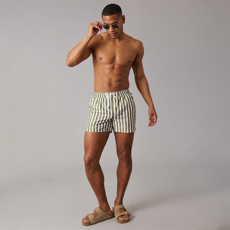 Aray Mens Stripe Swim Shorts Green - Image 4