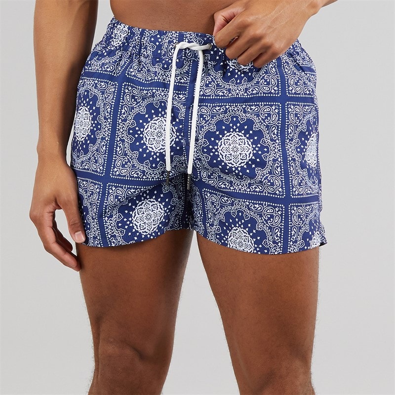 Aray Mens Rocky Bandana Swim Shorts Navy - Image 1