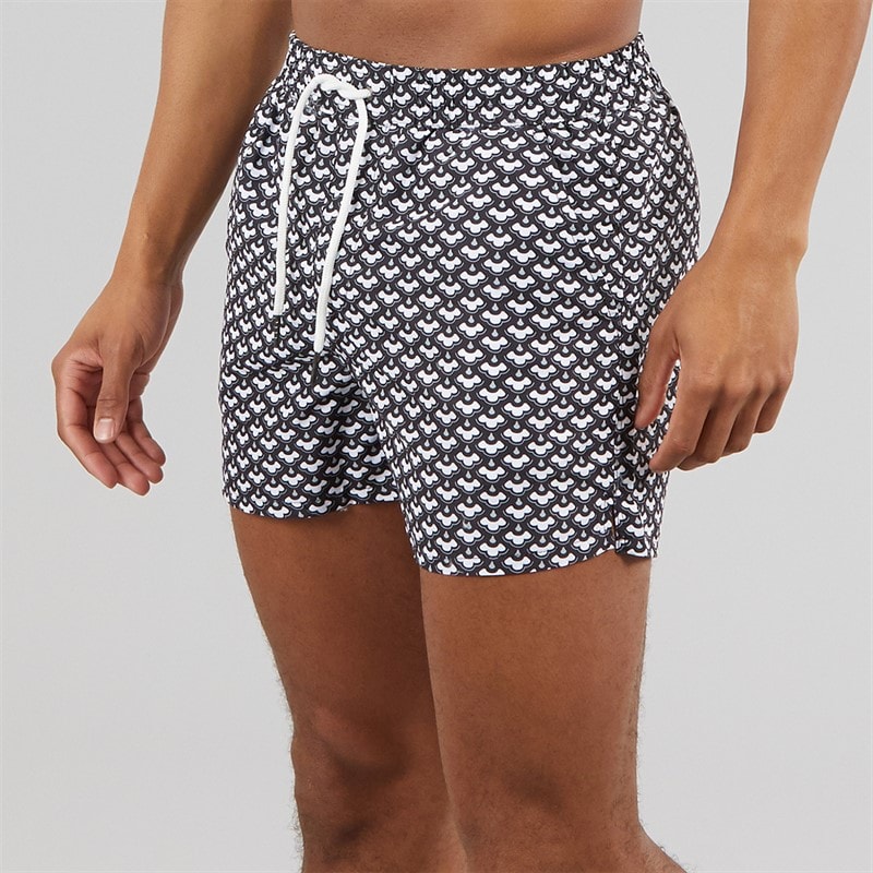 Aray Mens Cloud Geo Swim Shorts Black - Image 1