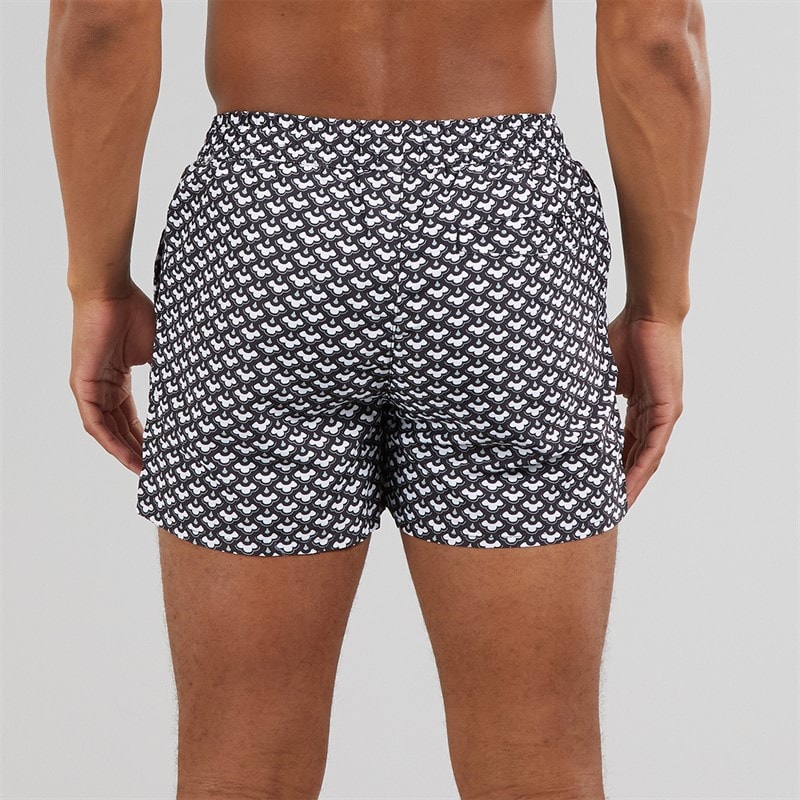 Aray Mens Cloud Geo Swim Shorts Black - Image 2