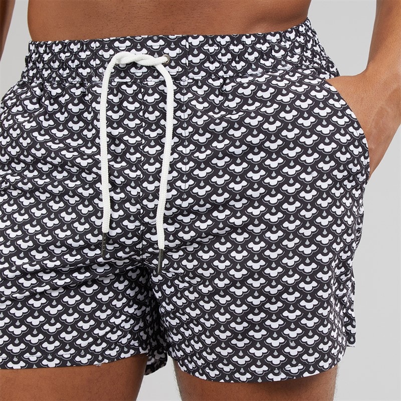 Aray Mens Cloud Geo Swim Shorts Black - Image 3