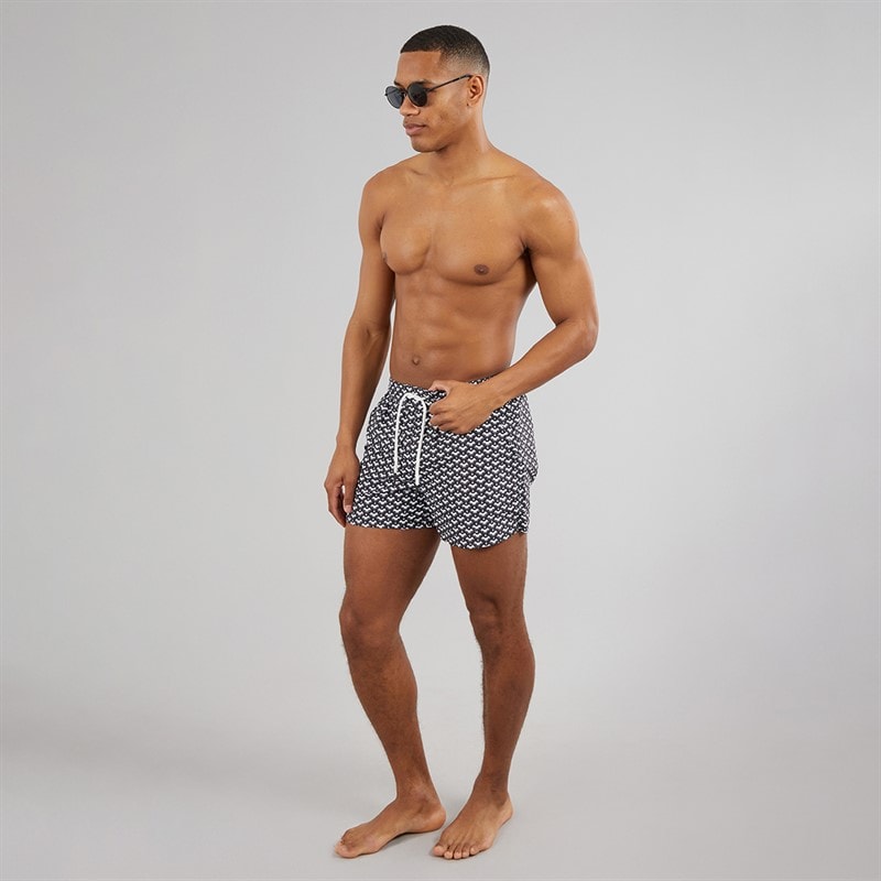 Aray Mens Cloud Geo Swim Shorts Black - Image 4