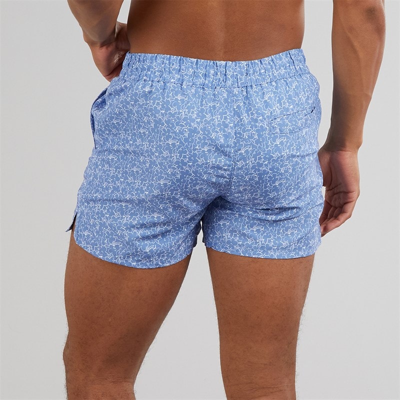 Aray Mens Mono Floral Swim Shorts Blue - Image 2