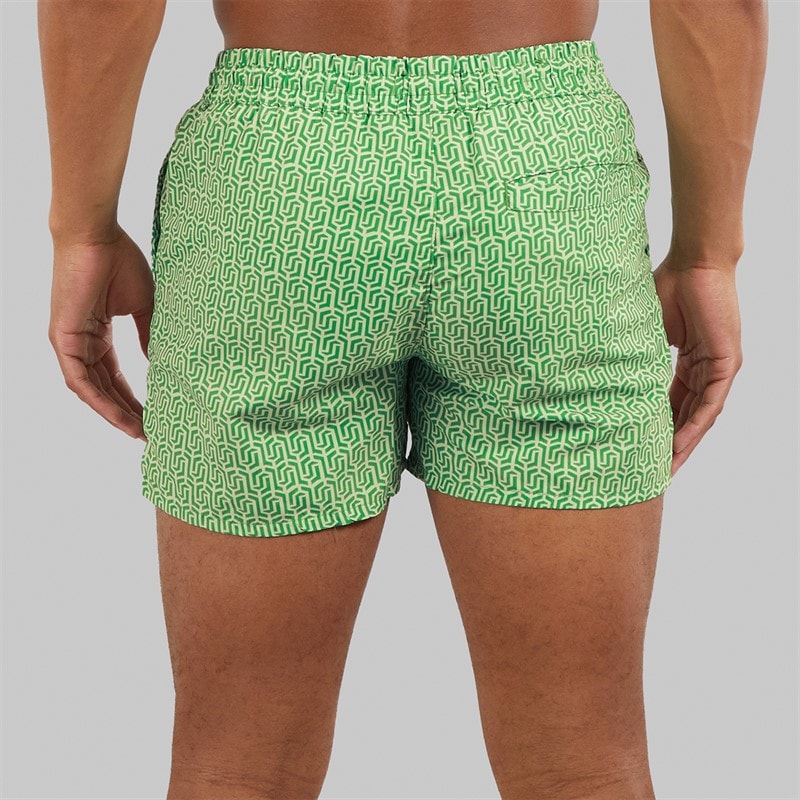 Aray Mens Rowley Geo Swim Shorts Green - Image 2