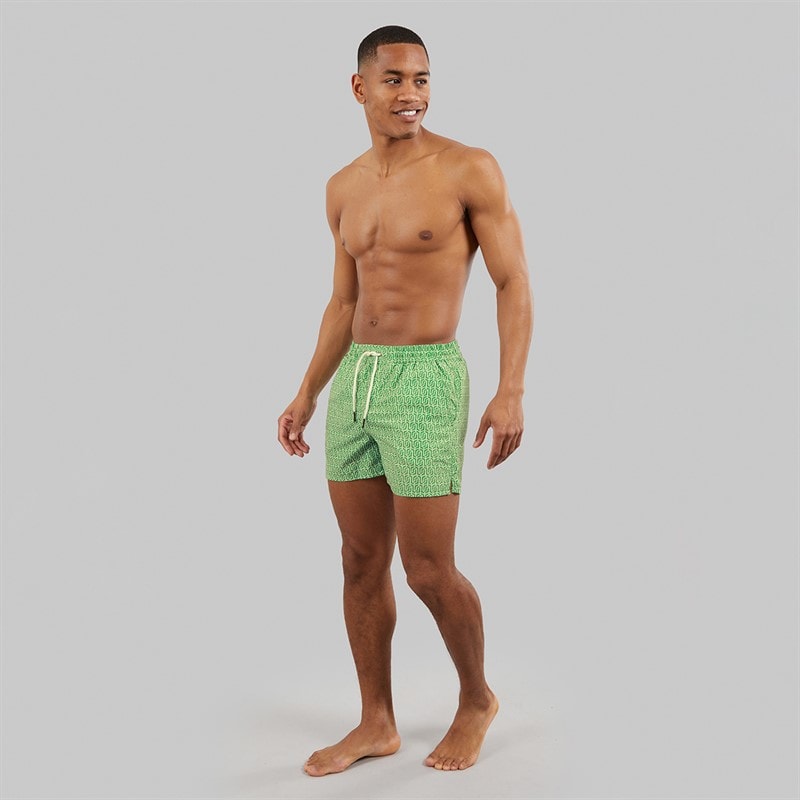 Aray Mens Rowley Geo Swim Shorts Green - Image 4