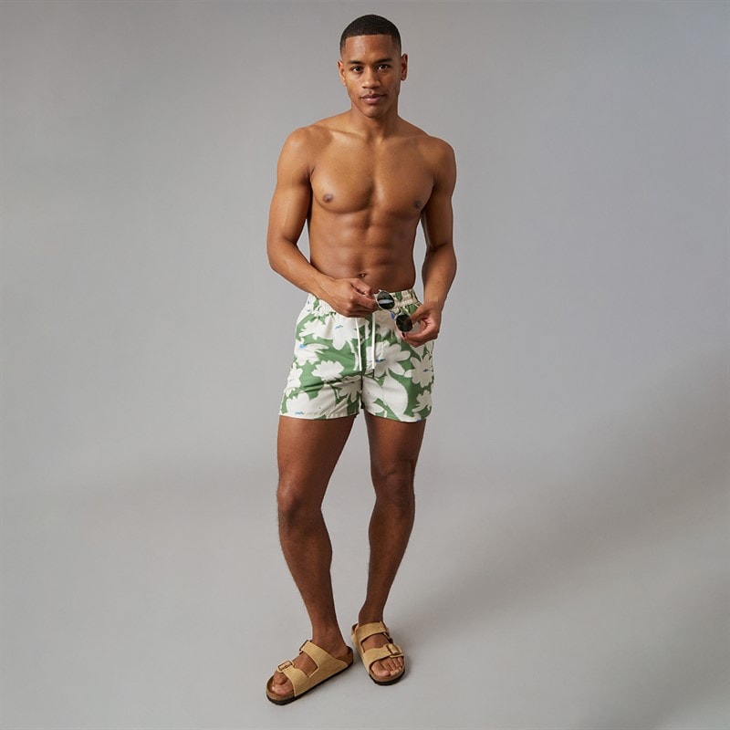 Aray Mens Flowing Floral Swim Shorts Floral Green - Image 3