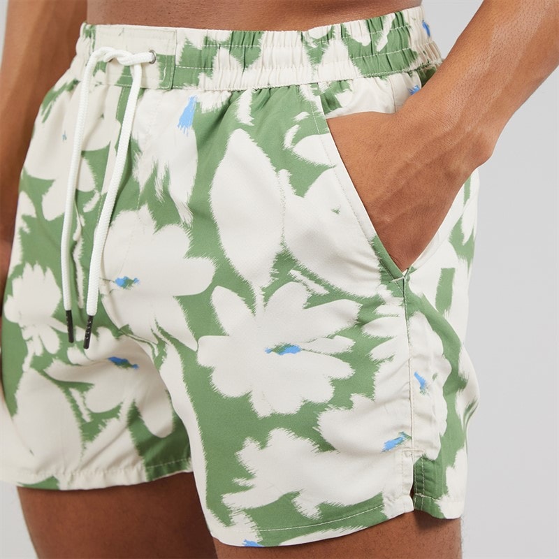 Aray Mens Flowing Floral Swim Shorts Floral Green - Image 4