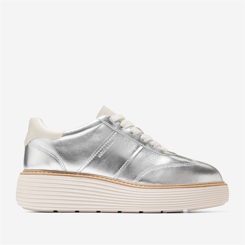Cole Haan Womens Original Grand Max Platform Trainers Silver Metallic/Ivory - Image 1